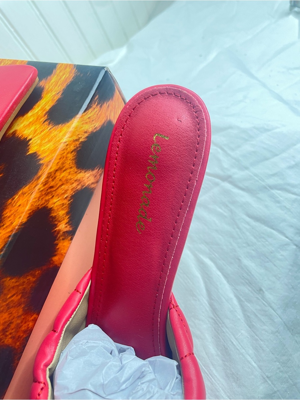 Red Quilted Open-Toe Stiletto Mule - Picture 3 of 8